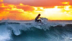 surfing, nature, sunset, waves, surf, surfboard, surfer, water sports, sea, java island, indonesia, water, ocean, seascape
